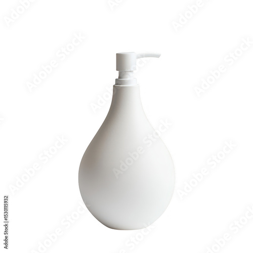 White teardrop soap dispenser bottle isolated on transparent background