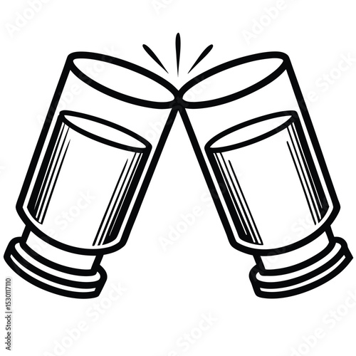 Two clinking glasses flat vector icon isolated on white background