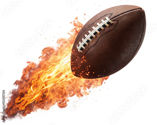 Flaming american football isolated on white background ai generated png isolated on a white background