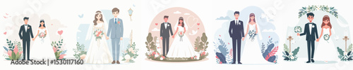 vector of the couple's wedding