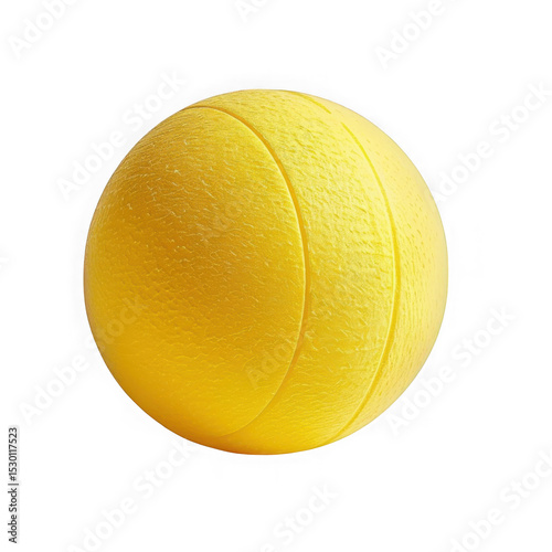 Yellow ball close up isolated on transparent background