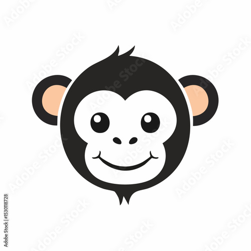 Adorable cartoon monkey head illustration with a friendly smiling expression on a white background.