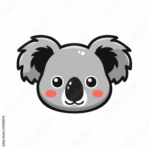 Cute cartoon illustration of a koala head with a friendly expression and adorable features