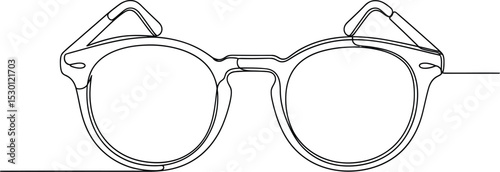 Vintage Glasses One Line Art Vector - Continuous Drawing on White Background