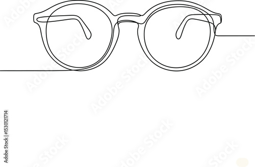 Vintage Glasses One Line Art Vector - Continuous Drawing on White Background