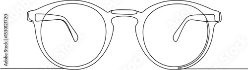 Vintage Glasses One Line Art Vector - Continuous Drawing on White Background
