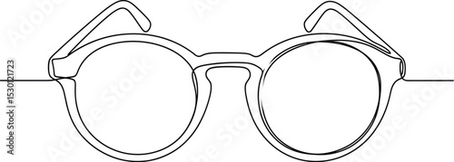 Vintage Glasses One Line Art Vector - Continuous Drawing on White Background