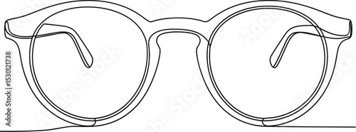 Vintage Glasses One Line Art Vector - Continuous Drawing on White Background