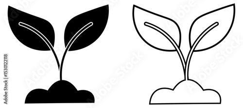 Simple plant seedling sprouts in soil illustration