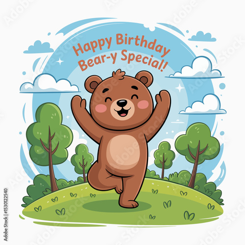 Birthday Bear with Raised Arms