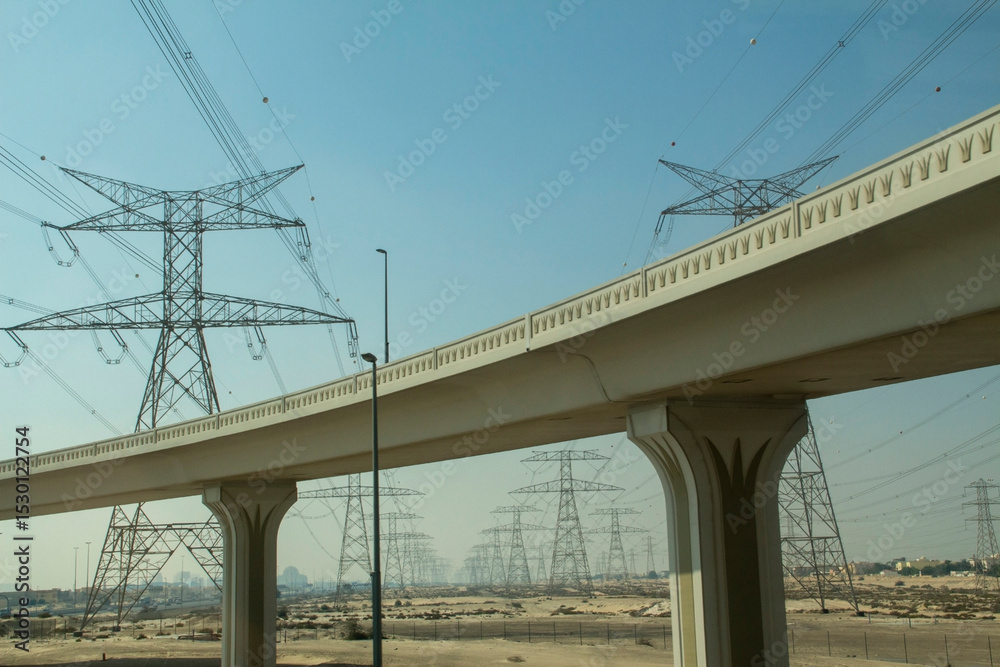 Fototapeta premium bridge over the High voltage tower