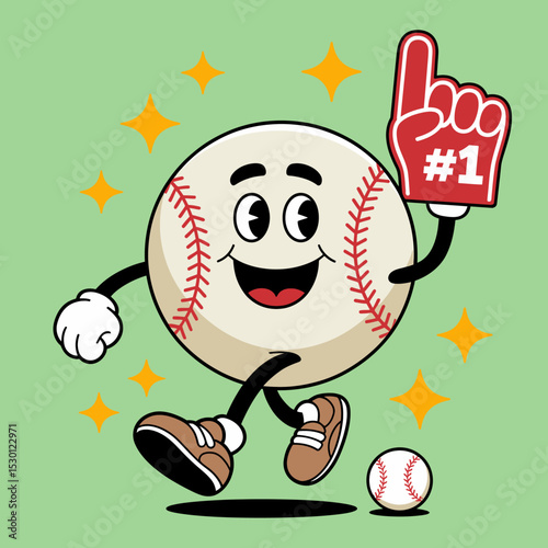Playful Baseball Character with Small Ball