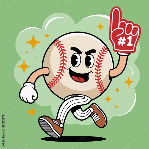 Confident Baseball Mascot with Starburst