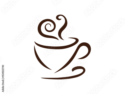 Coffee Cup Design with Steam Swirl