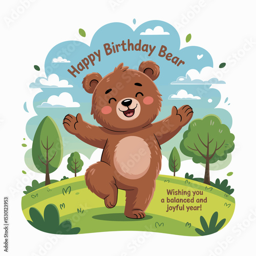 Birthday Greeting Bear in Park