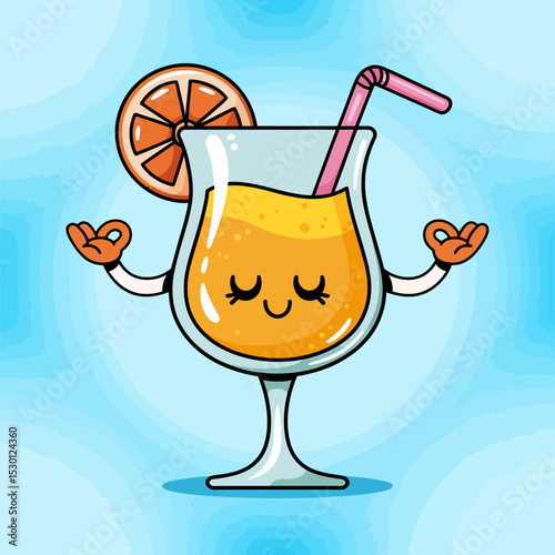 Meditative Orange Juice Cartoon