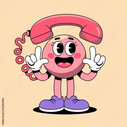 Round Face Cartoon Phone Mascot