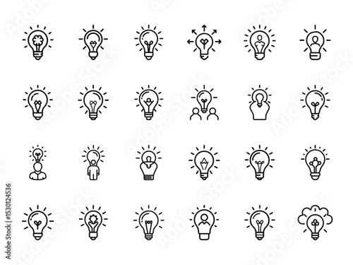 A collection of modern light bulb icons representing ideas innovation and creativity in vector format
