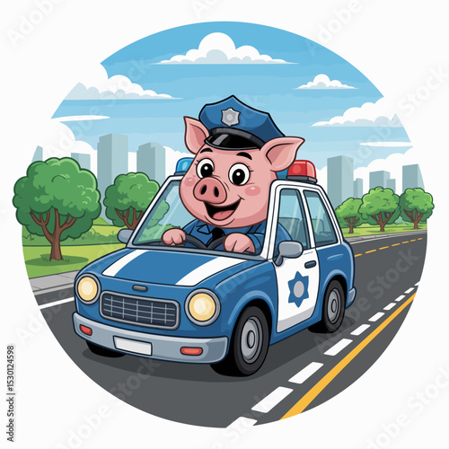 Pig in Police Car