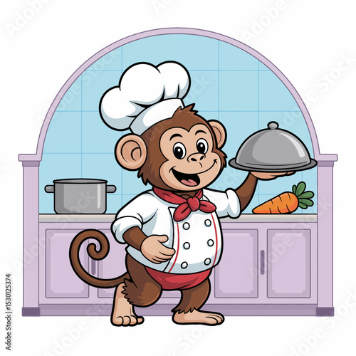 Monkey Chef with Plate of Food
