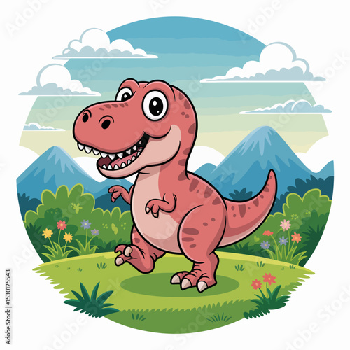 Pink Dinosaur with Flower