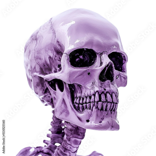 Purple human skull and spine artistic rendering photo