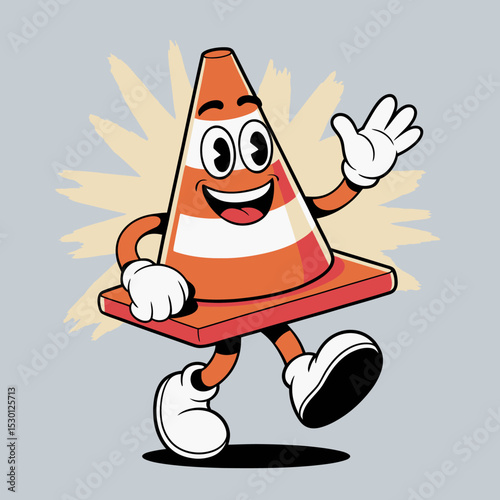 Waving Traffic Cone Character