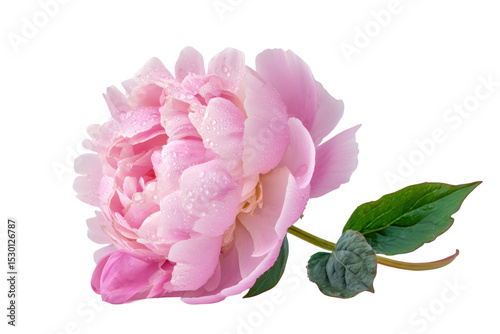 Isolated peony cluster detail flat lay, no background