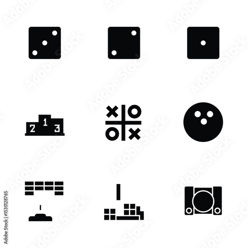 Nine black and white icons of various game consoles and accessories.