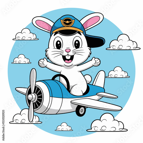 Rabbit Pilot in Airplane