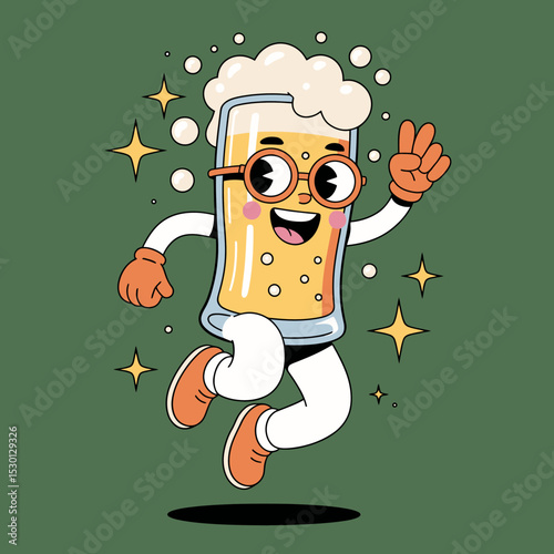 Happy Beer Glass Mascot in Action