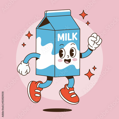 Smiling Milk Box on Pink Background