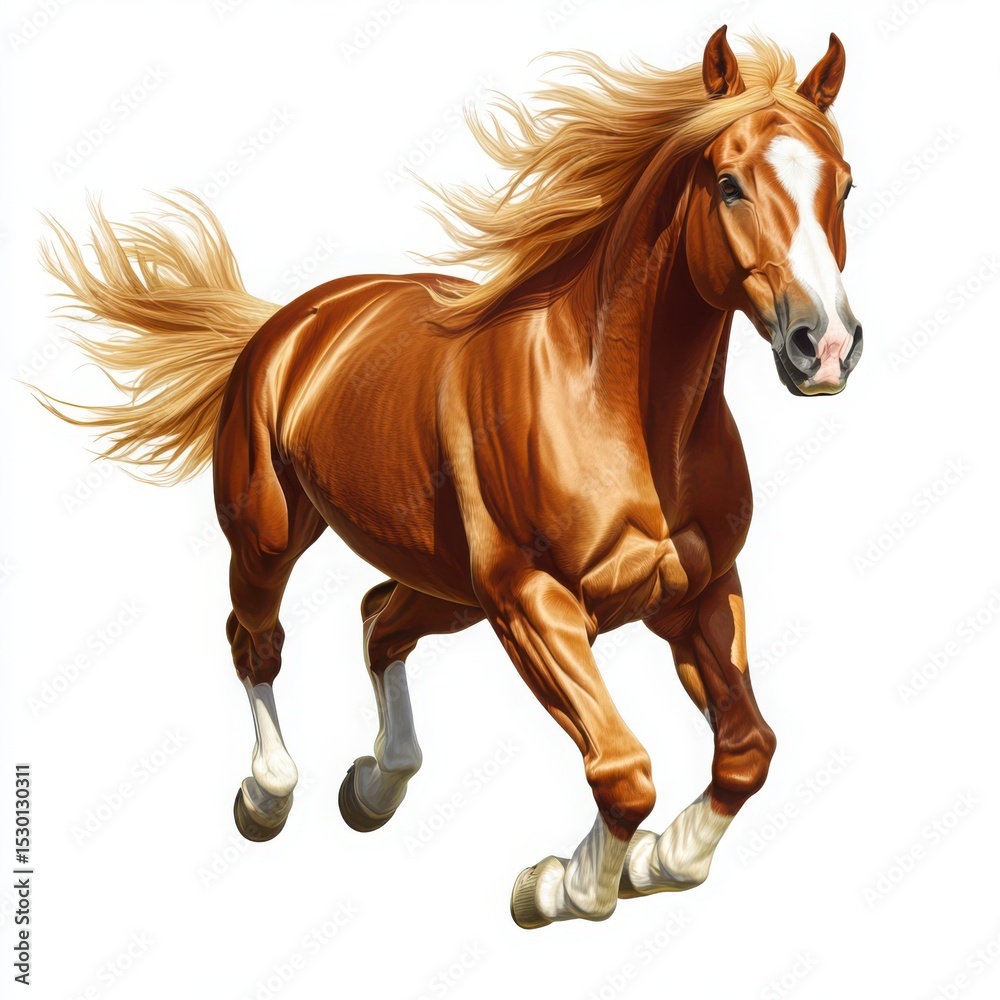 Obraz premium Running brown horse illustration on a white background