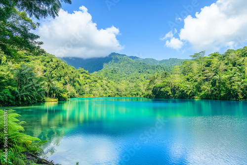 tropical lake with beautiful turquoise water