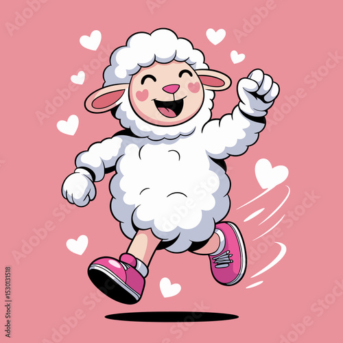 Joyful Lamb Skipping Happily
