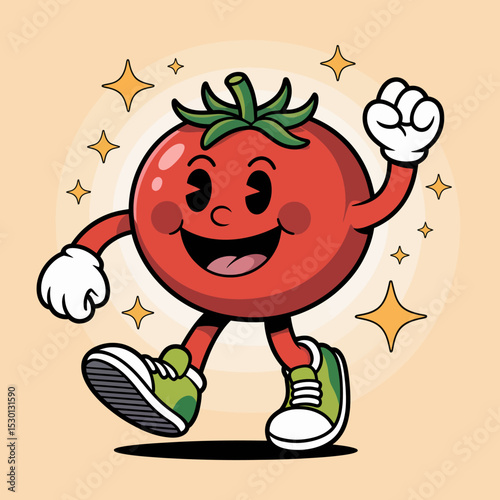 Smiling Tomato Mascot in Action
