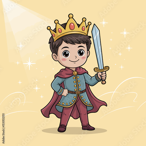Boy King with Sword and Cape