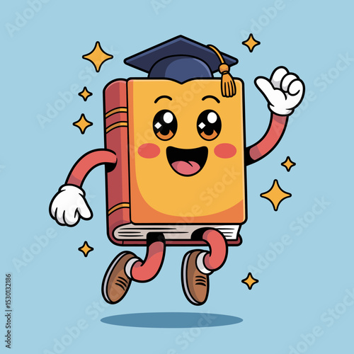 Professor Quill Animated Book Mascot in Graduation Hat
