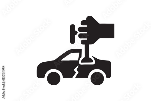 Car Dent Repair icon silhouette vector with white background