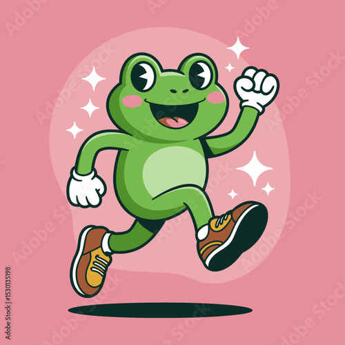 Joyful Frog Mascot Leaping with Energy