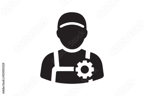 Car Technician silhouette vector with white background