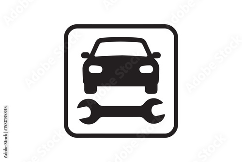Car Service Sign silhouette vector with white background