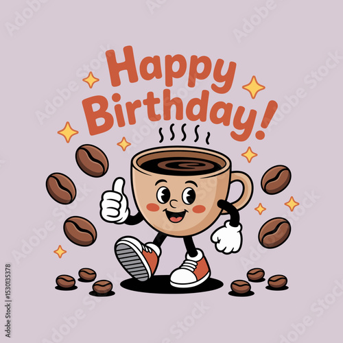 Steaming Coffee Cup Birthday Greeting