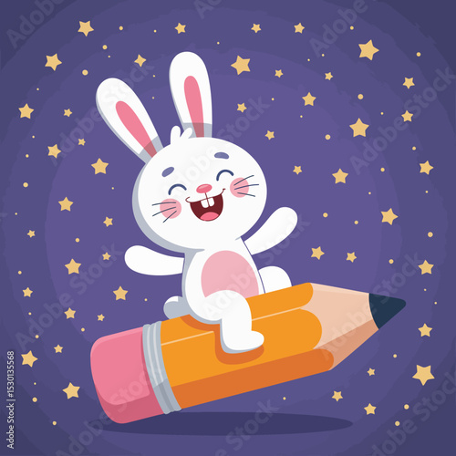 Joyful Bunny on Pencil
