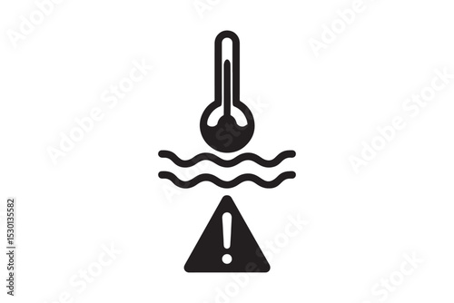 Coolant Temp Alert silhouette vector with white background