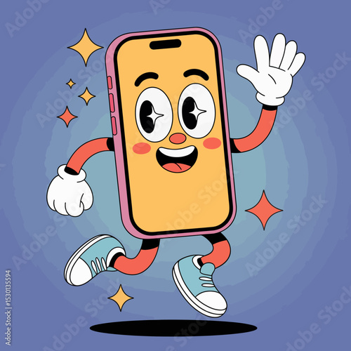 Cute Phone Character Waving Cheerfully