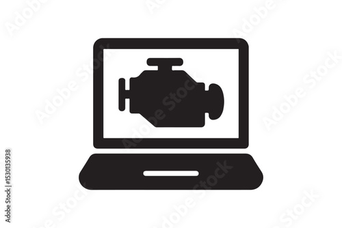 Engine Diagnostics silhouette vector with white background