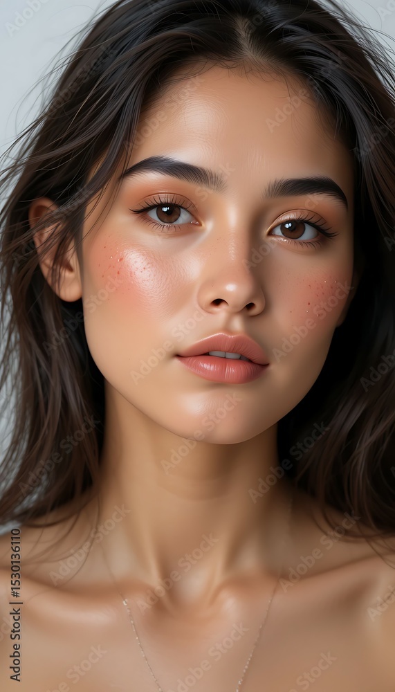 Obraz premium Woman with Makeup Posing with Soft Lighting