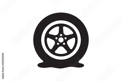 Flat Tire silhouette vector with white background