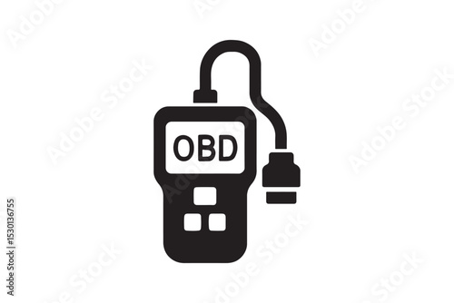 OBD Scanner Icon silhouette vector with white background